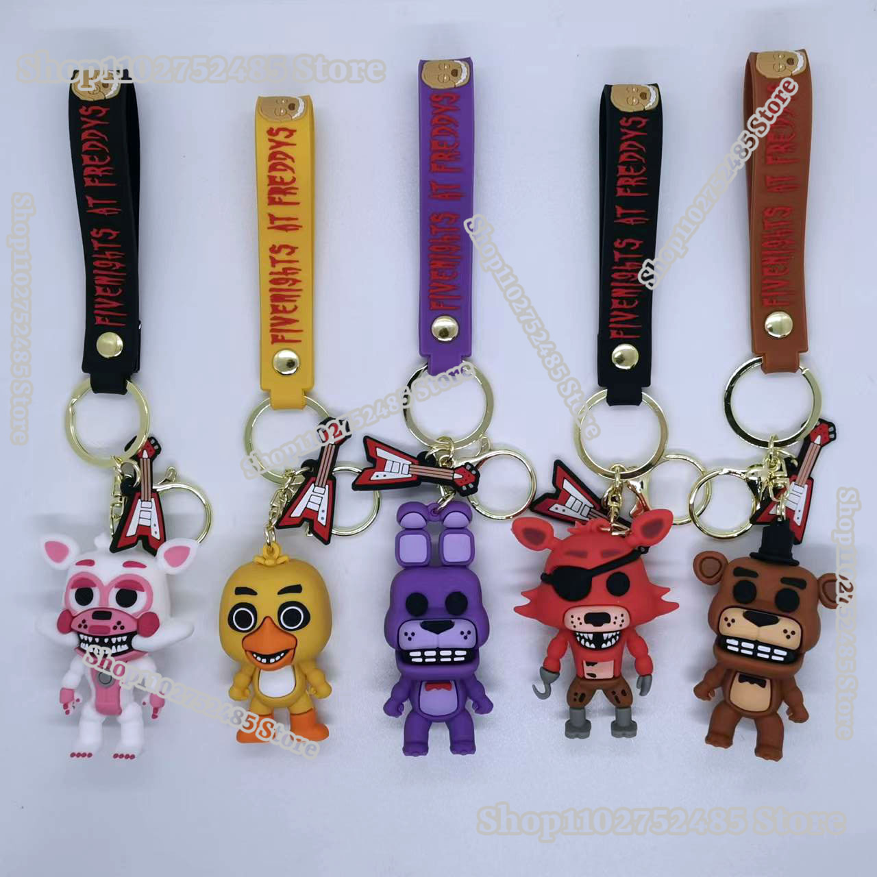 Men Accessories Jewellery - 5 個漫画アニメ FNAF フィギュアキーホルダー恐ろしい人形フレディキーリング学生飾り男性女性車のキーチェーンリング装飾おもちゃ