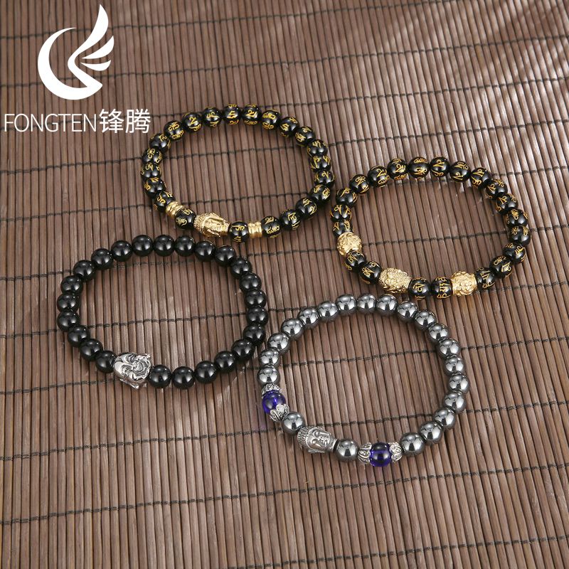 Men Accessories Bd - ステンレス鋼の仏の頭のブレスレット,男性のためのビーズのジュエリー,冷たい風の男の子のアクセサリー,パーティーギフト,ファッション