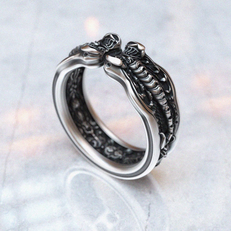 Men Accessories Bd - 新しいスコーピオンリングは、彼や彼女に個性的なアクセサリーを提供するため、独自のデザインの手作りゴシックジュエリーとして調整できます。