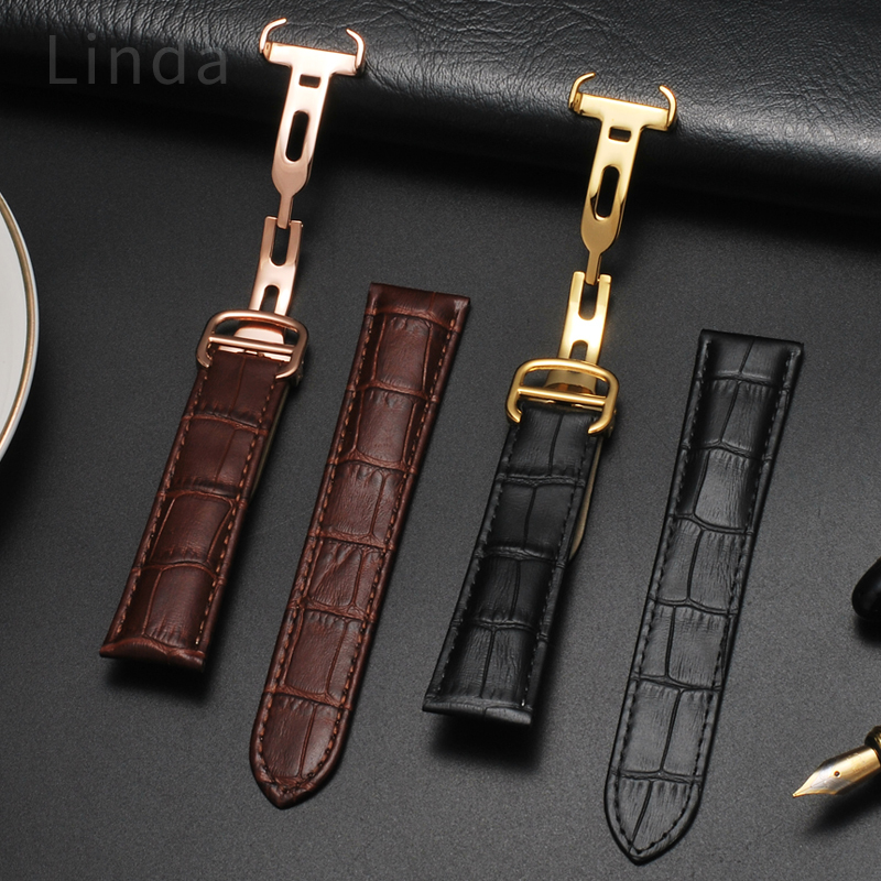 Men'S Accessories London - 男性と女性のための本革の時計バンド,抗アレルギー,防汗,柔軟なアクセサリー,タンク内,ロンゴールデンンキー,16mm, 18mm, 20mm, 22mm