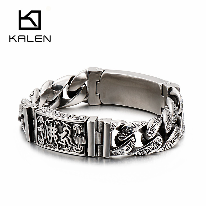 Kalen-男性用ステンレススチールブレスレット,パンクチェ - Men Accessories Bd のレビューと価格