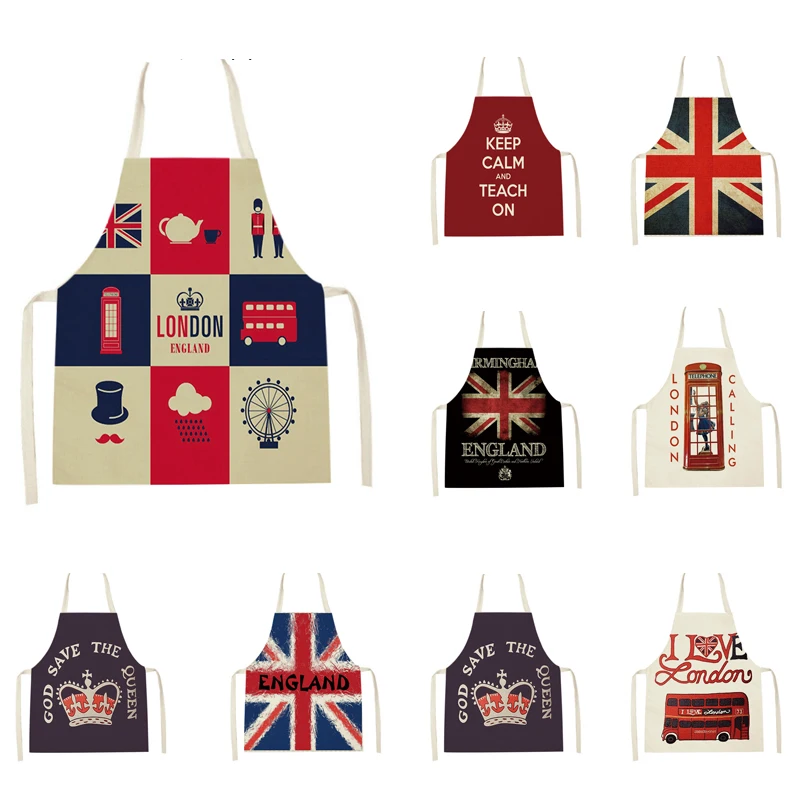 男性と女性のための英国旗パターンのリネンエプロン、ベーキング - Men'S Accessories London のレビューと価格