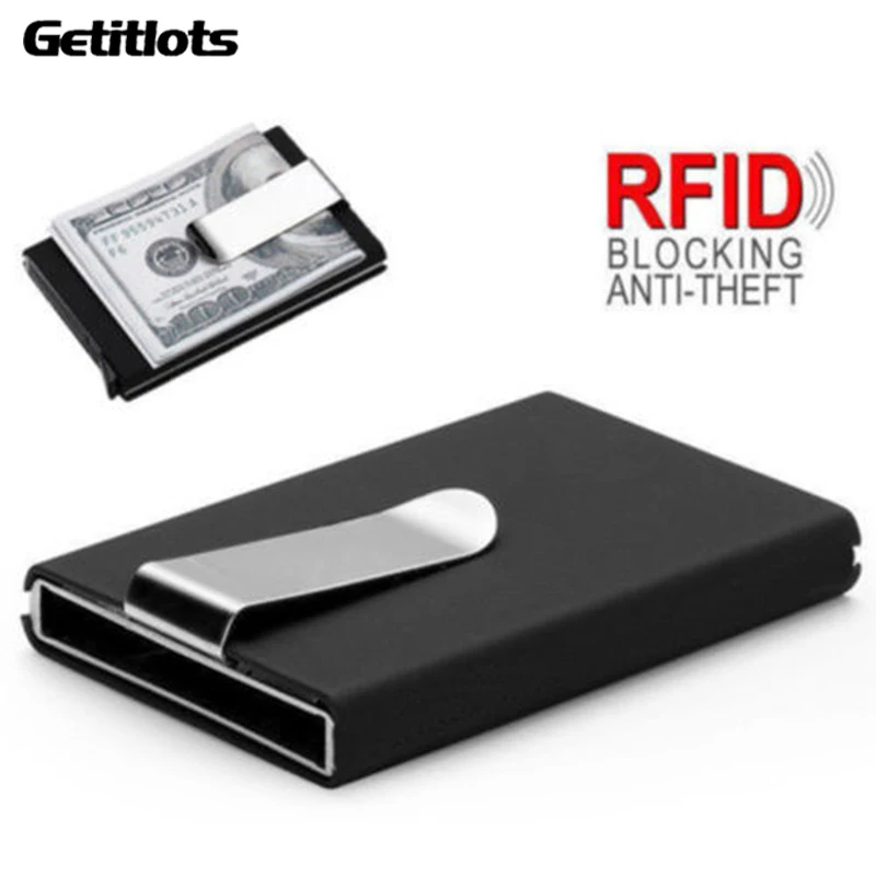 男性用の金属製カードホルダー,RFIDカードホルダー,自動ポ - Card Case Minimalist のレビューと価格