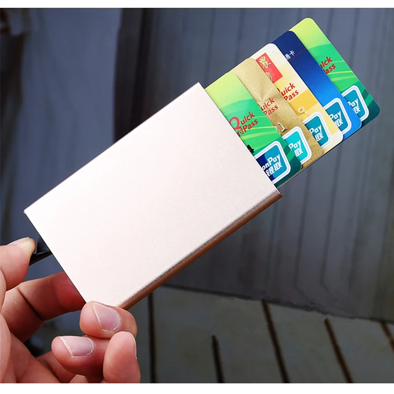 男性用の金属製カードホルダー,RFIDカードホルダー,自動ポ - Card Case Minimalist のレビューと価格