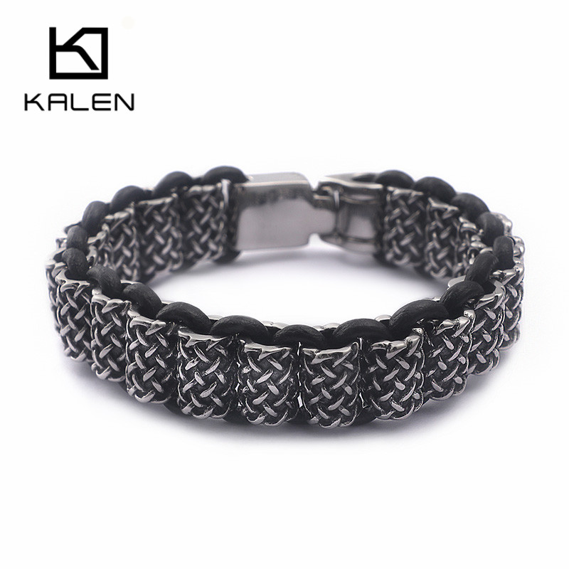 Kalen-メンズステンレススチールリンクブレスレット,ブラ - Men Accessories Bd のレビューと価格