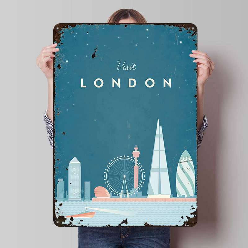 ロンドンメタルポスターカスタムウォールアートレトロヴィンテー - Men'S Accessories London のレビューと価格