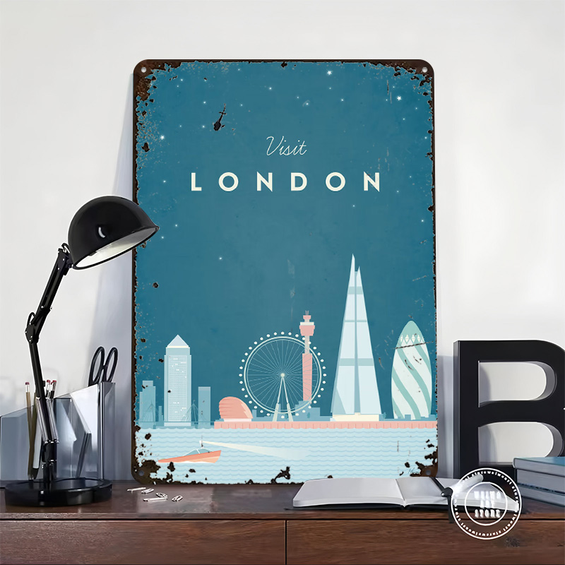 ロンドンメタルポスターカスタムウォールアートレトロヴィンテー - Men'S Accessories London のレビューと価格