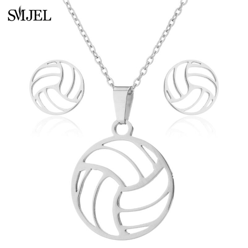 女性のためのステンレス鋼のネックレスとイヤリングのセット,ボ - Men'S Volleyball Accessories のレビューと価格