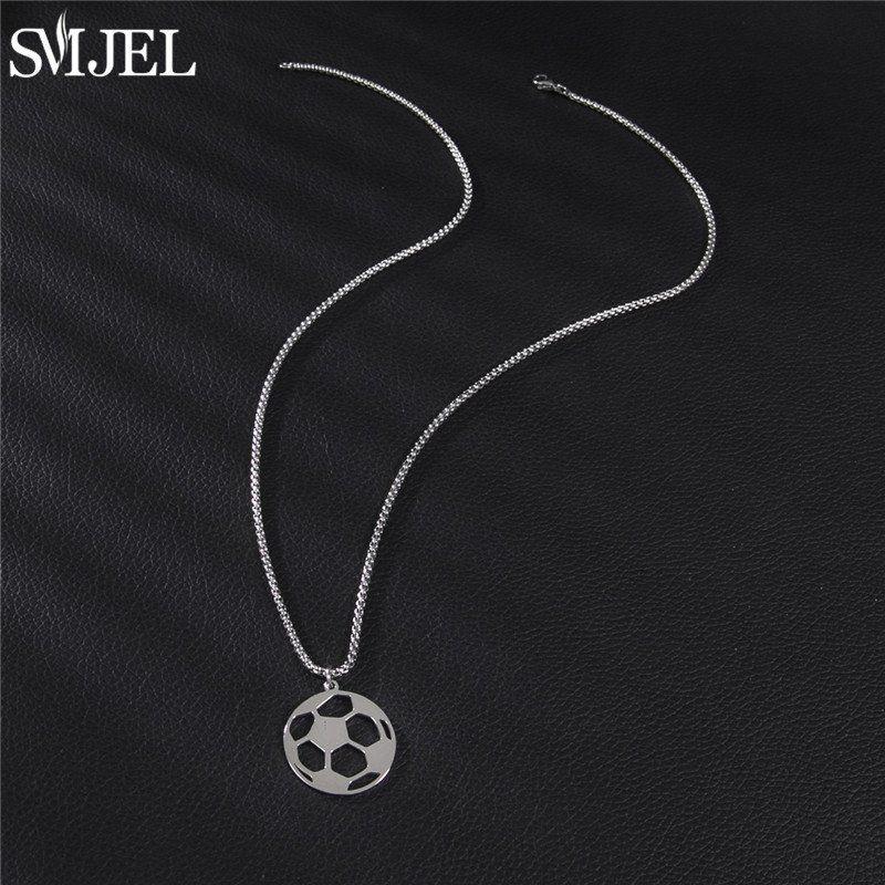 クラシックステンレス鋼サッカーネックレス男性ファッションボー - Men'S Volleyball Accessories のレビューと価格