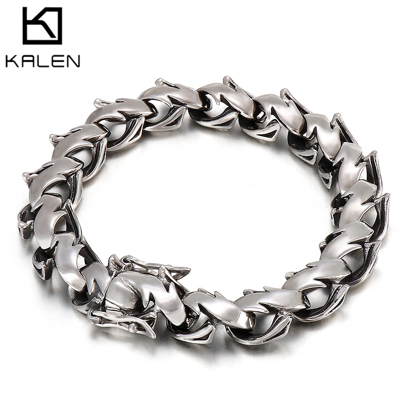 KALEN ポリッシュ分厚いブレスレットメンズユニークなリン - Men Accessories Bd のレビューと価格