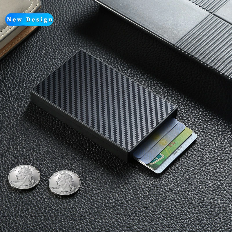 男性用クレジットカードホルダー,コインボックス,自動的にポッ - Card Case Minimalist のレビューと価格