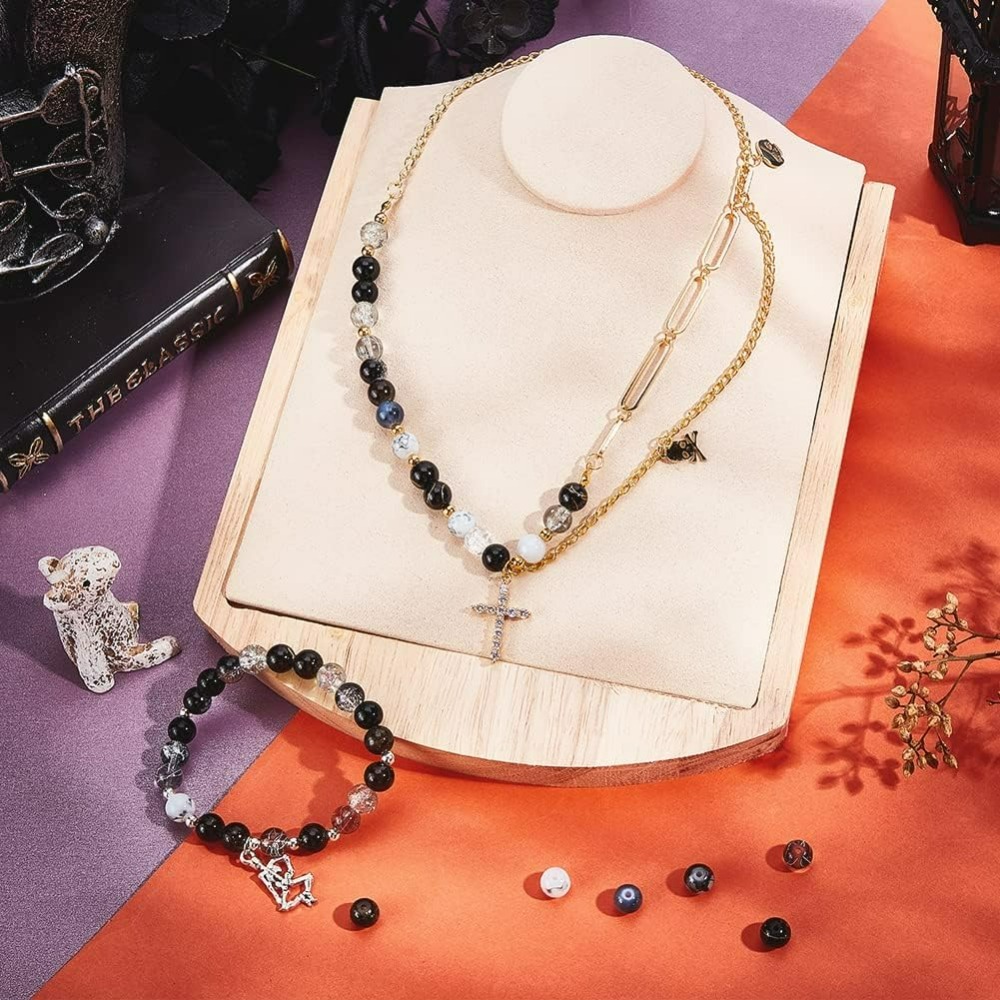 300 個 8 ミリメートルブラックガラスビーズ 15 色ブ - Men Accessories Jewellery のレビューと価格