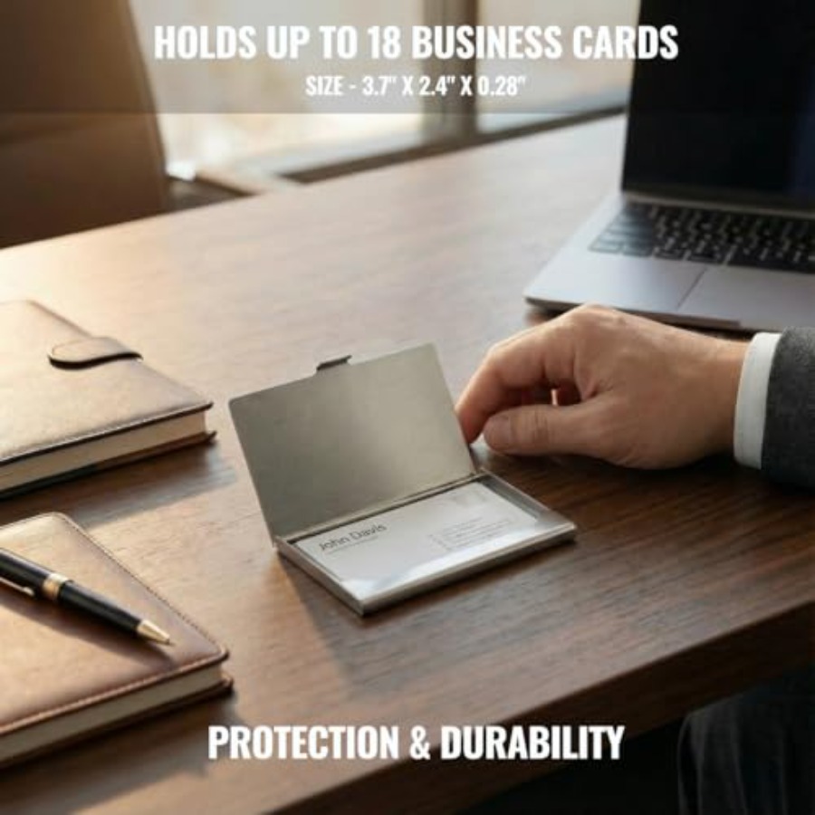 名刺入れ、男女兼用、スリムでミニマルなデザインケース、ステン - Card Case Minimalist のレビューと価格
